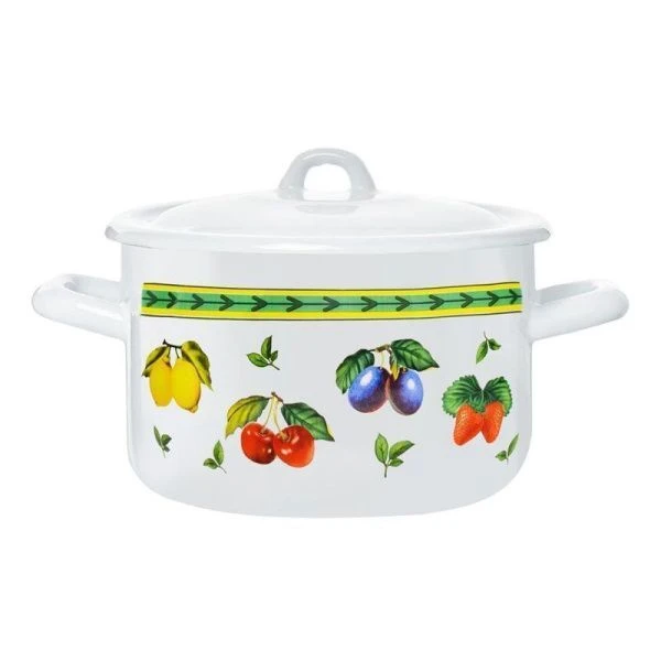 Кастрюля 4,3л эмаль ФРУКТОВОЕ АССОРТИ цилиндрическая (4)