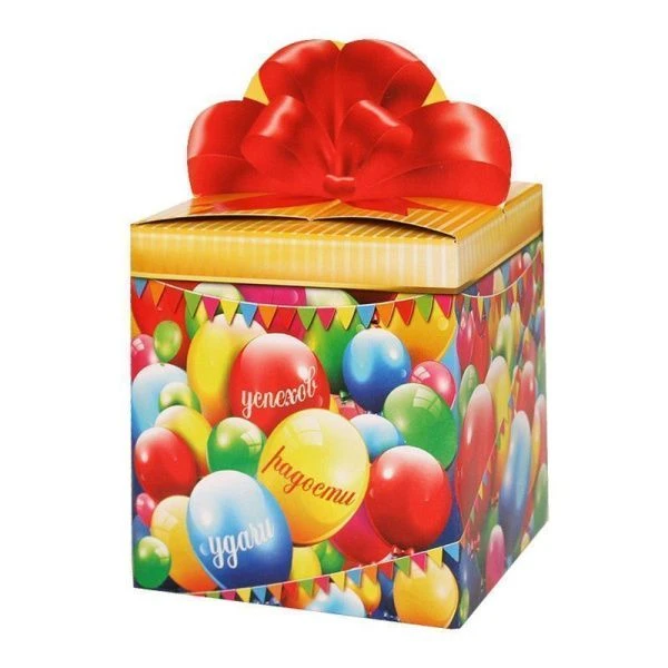 Упаковка подарочная бумажная 11*11*12см (вмест. 400г) Шарики (100)