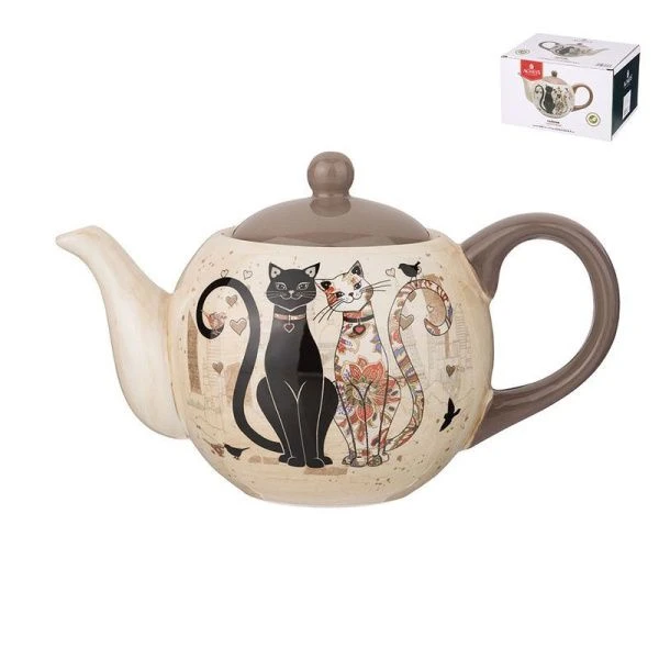 Чайник заварочный 900мл керамика ПАРИЖСКИЕ КОТЫ (16)