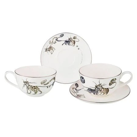 Чайный набор 4пр фарфор КОТИКИ на 2 персоны 300мл (12)
