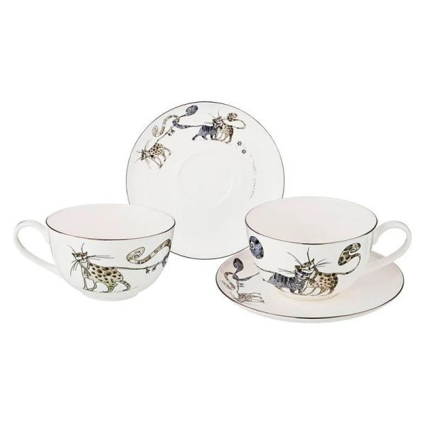 Чайный набор 4пр фарфор КОТИКИ на 2 персоны 300мл (12)