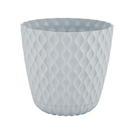 Горшок для цветов 1,4л d145мм пластик Wave с дренажной сеткой, съем.поддоном утренний туман (10)