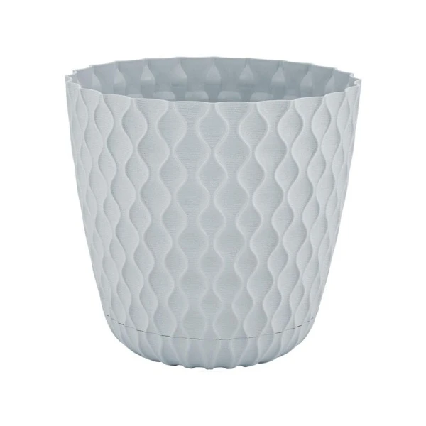 Горшок для цветов 1,4л d145мм пластик Wave с дренажной сеткой, съем.поддоном утренний туман (10)