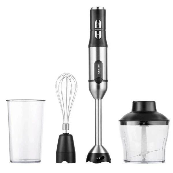 Блендер погружной нерж.сталь Centek CT-1332 черн/сталь 1500Вт, турбо режим, стакан, чоппер (6)