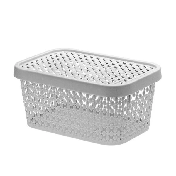 Корзина для хранения 1,5л пластик ПИРУЛА Смоки с крышкой 190*130*90мм (16)