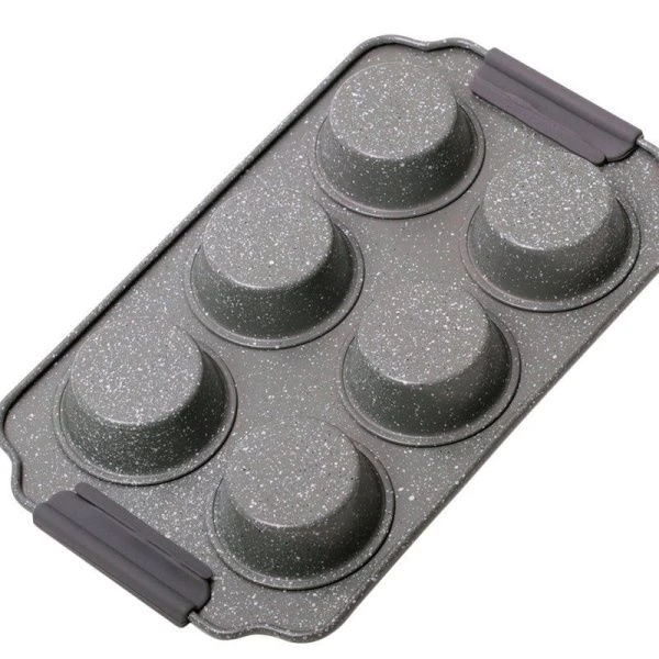 Форма для запекания 6 ячеек 30*18*3см угл.сталь АП мрамор серый/черный, арт. 6038 (12)