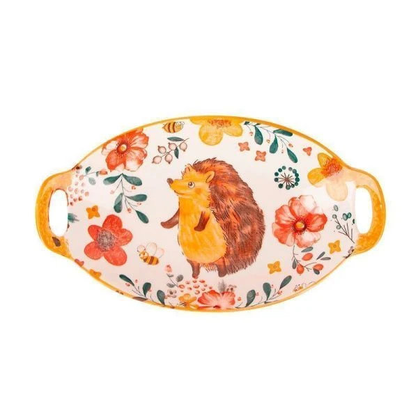 Блюдо с ручками 450мл 27*16*4см фарфор Kawaii Forest. Hedgehog (9/36)