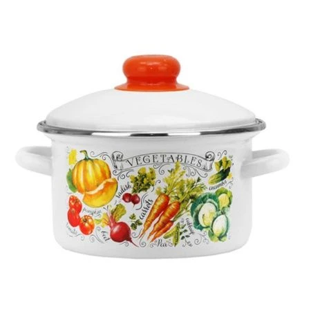 Кастрюля 4л эмаль ГРЯДКА белая с рис. 01-Б1614/4 (4)