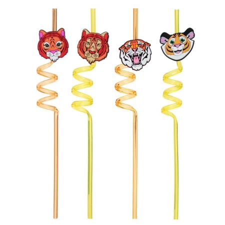 Трубочки для коктейля пластик 4шт. 27см пластик Тигр (20/200)