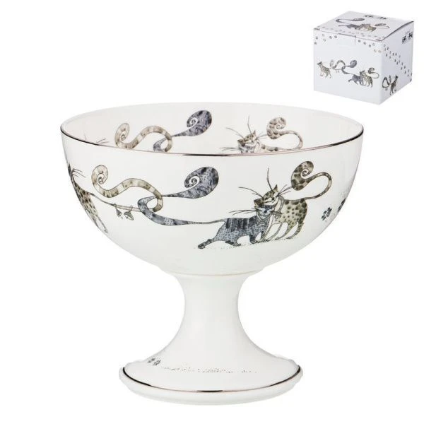 Конфетница 12,7*11см фарфор КОТИКИ на ножке (12)