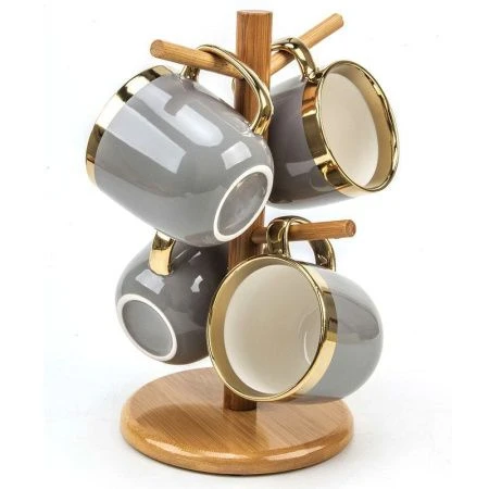 Кружки набор 6пр 320мл фарфор Royal line Cloudy на подставке подар.уп. (6)