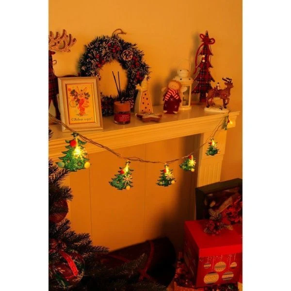 Эл.гирлянда 2м 10LED с насадками Новогодняя елочка шамп пост.свеч ПВХ прозр коннект 220В СНОУ БУМ