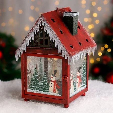 Подсвечник стекло/металл Домик 23*22,5*34,5см (4)