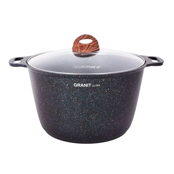 Кастрюля 8л алюминий АП GRANIT ULTRA Blue со стекл.крышкой (2)