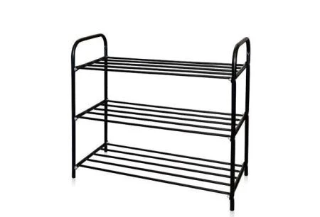 Полка для обуви 3 секции 590*330*800мм металл КОМФОРТ узкая черный ЭТК3 (1)