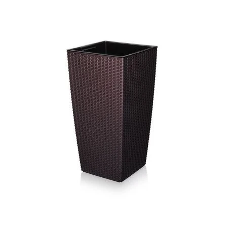 Кашпо 17л 29,5*29,5*56,5см пластик Camellia ротанг венге (2)