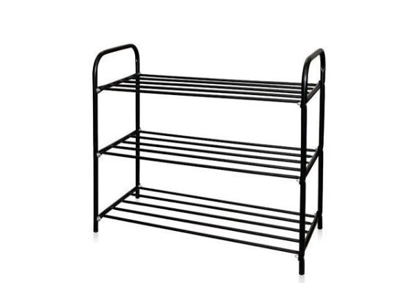 Полка для обуви 3 секции 590*330*800мм металл КОМФОРТ узкая черный ЭТК3 (1)