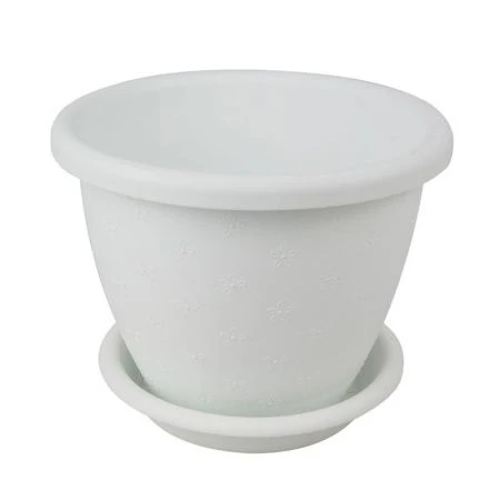 Кашпо 1,8л пластик РАДУГА №2 белое с поддоном (96)