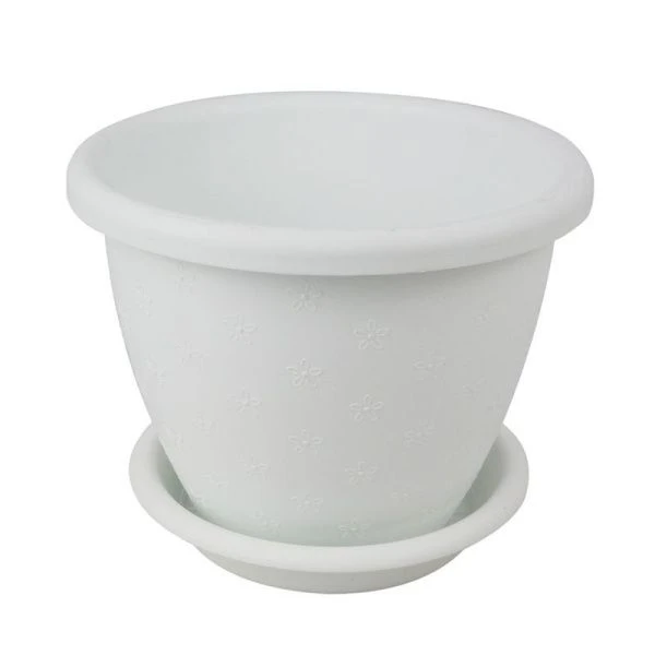 Кашпо 1,8л пластик РАДУГА №2 белое с поддоном (96)