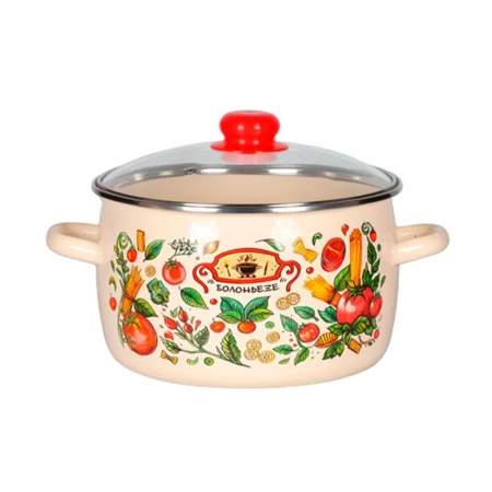 Кастрюля 2л эмаль БОЛОНЬЕЗЕ сферическая ТМ Appetite 1RC161S (8)