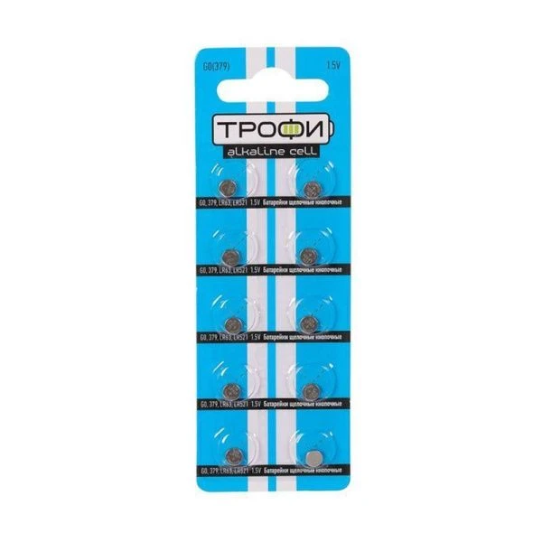 Батарейки набор 10шт Трофи часовые алкалиновые G0 (379) LR521, LR63