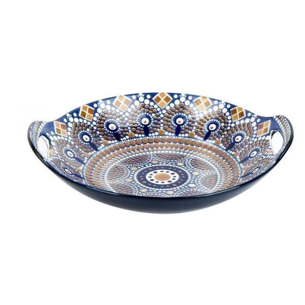 Блюдо 22,5*20,5*4,5см фарфор Arabesque бирюзовый с ручками (36) ВЫВОД