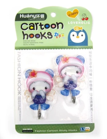 Набор крючков пластик 2шт. самоклеящихся Веселые котята JC-1226 (160)