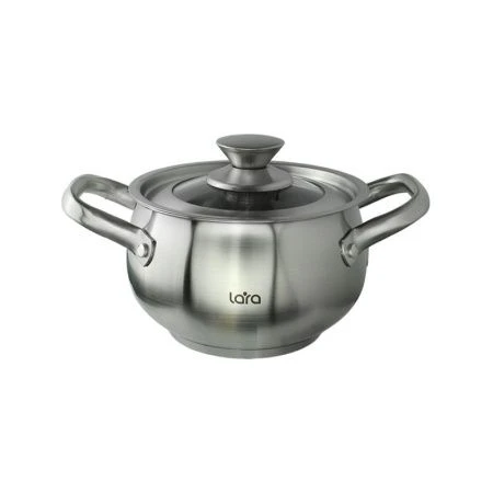 Кастрюля 2,3л нерж.сталь ТОКИО стекл.крышка 16см h10,5см индукц.капс.дно LR02-261 (4)