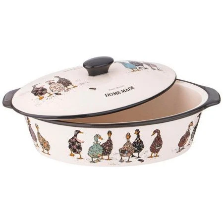 Форма для запекания 3,2л 37,5*22*15,5см керамика Family Farm овальная с крышкой (6)