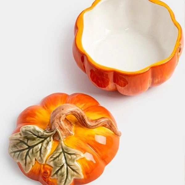 Емкость для хранения 520мл 13*12см керамика Тыква оранжево-зеленая ANLAF-FDWS-031224-7