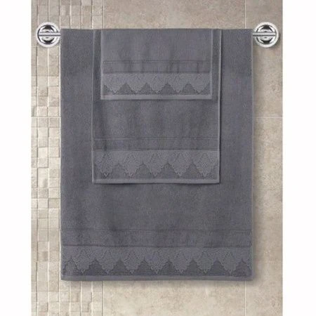 яяяПолотенце махровое 70*140см жаккард Karna SIESTA (Темно-Серый)