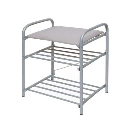 Полка для обуви 2 секции 500*330*450 металл сиденье винил светло-серый/матовый серый Б1-1 (1)