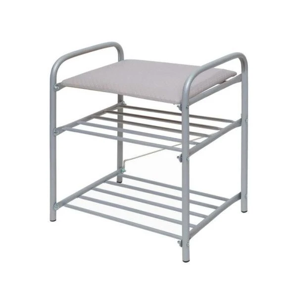 Полка для обуви 2 секции 500*330*450 металл сиденье винил светло-серый/матовый серый Б1-1 (1)