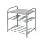 Полка для обуви 2 секции 500*330*450 металл сиденье винил светло-серый/матовый серый Б1-1 (1)