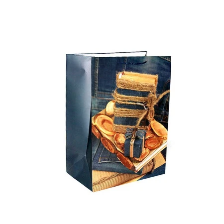 Пакет бумажный 40*55*24см вертикальный Модный книголюб (12/144)