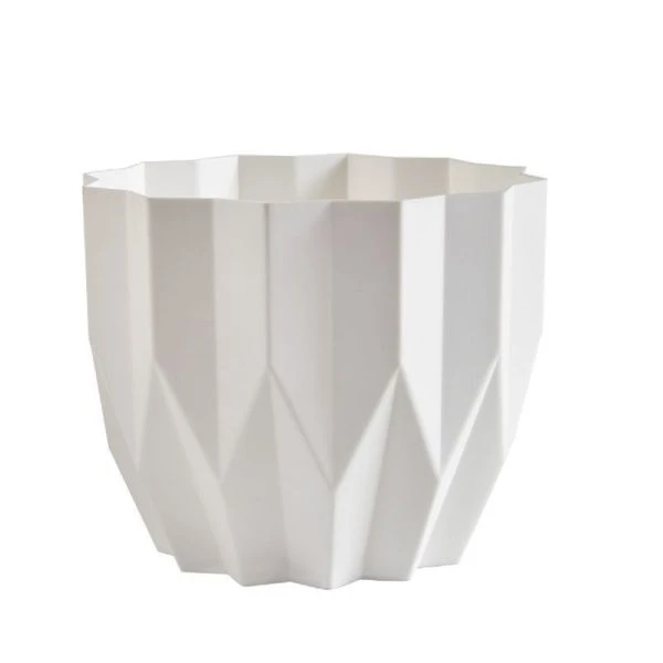 Кашпо 800мл 10,5*13см пластик ГЕОМЕТРИЯ белый (27)