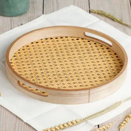 Поднос 30см дерево RATTAN круглый DMT001 (8) ВЫВОД