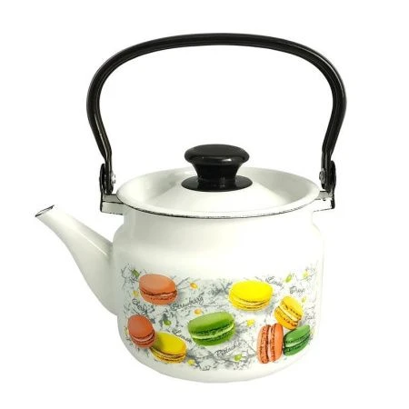 Чайник 2л эмаль ЦВЕТОЧНОЕ ПЕЧЕНЬЕ белый с рис. цилиндрический 42704-102/6-У (4)