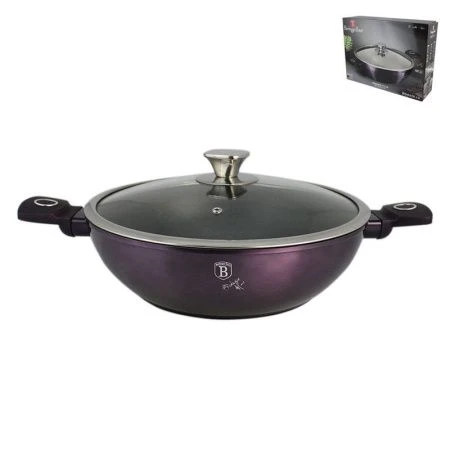 Жаровня 3,2л алюминий АП Purple Eclips со стекл.крышкой 28см индукция (6)