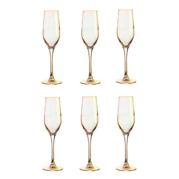 Бокалы для шампанского набор 6шт 160мл стекло ЗОЛОТИСТЫЙ ХАМЕЛЕОН (4)