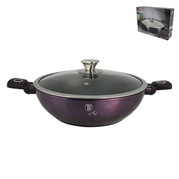 Жаровня 3,2л алюминий АП Purple Eclips со стекл.крышкой 28см индукция (6)