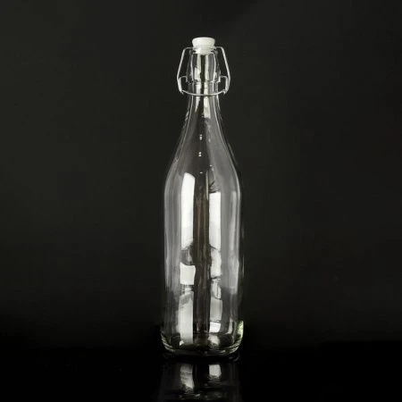 Бутылка 1л стекло 919-А с бугельным замком гладкая (24)