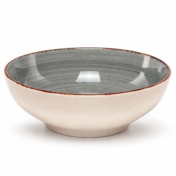 Тарелка глубокая 18см 750мл керамика Аэрография СВЕТЛЫЙ ГРАФИТ (36)