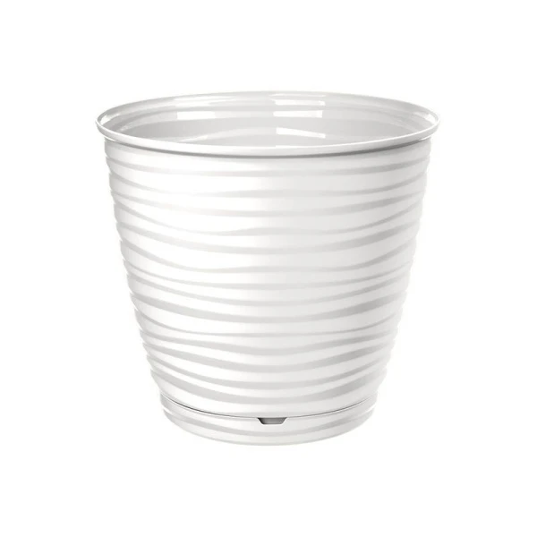 Горшок для цветов 5,4л пластик Saffron с поддоном белый (14) 221610329/01