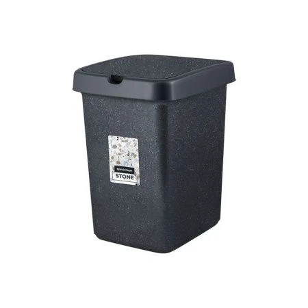 Контейнер для мусора 25л 33,5*29,5*42см пластик Stone темный камень с подвижной крышкой (4)