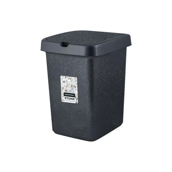 Контейнер для мусора 25л 33,5*29,5*42см пластик Stone темный камень с подвижной крышкой (4)