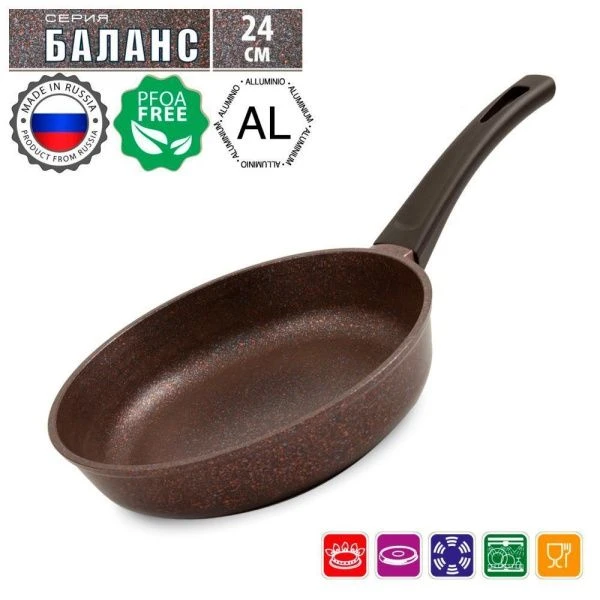 Сковорода 24см алюминий АП каменное БАЛАНС БС-124