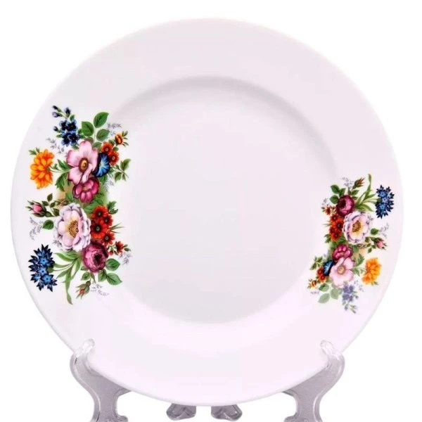 Тарелка мелкая 24см фарфор БУКЕТ ЦВЕТОВ Идиллия (12)