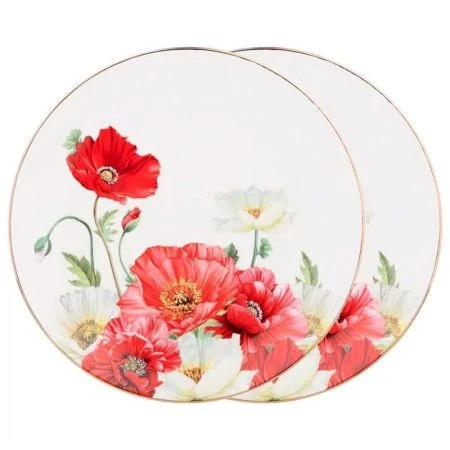 Тарелки мелкие набор 2шт 25,5см фарфор МАКИ обеденные (18)