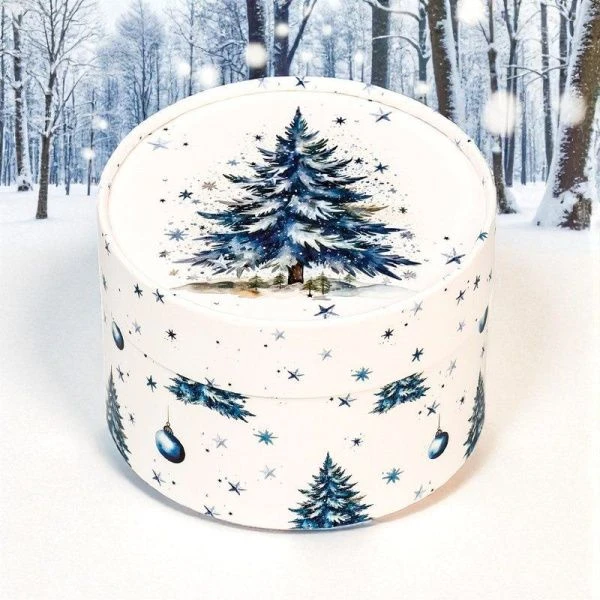 Коробка новогодняя подарочная картон h13 d8,5см 10525206